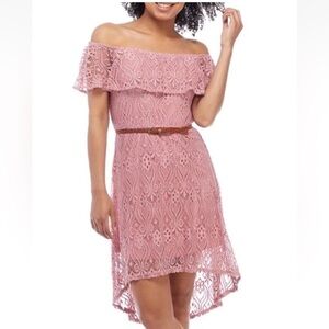 Almost Famous Pink Lace Belted Dress Womens Size 2X‎ (936)